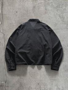AXEPEAK 男士格紋休閒日常長袖襯衫 - 黑色 - 查看 2
