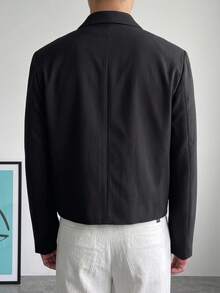 DAZY Black Short Commuter Solid Color Men's Blazer - Black - View 2