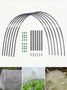 Set 18/30 Buah Penutup Pelindung Tanaman Hortikultura Fiberglass Hitam - Lengkungan Jaring Anti Burung dan Serangga - Penutup Pelindung Bunga dan Sayuran Rumah Kaca yang Tahan Lama dan Tahan Cuaca, Set Penopang Pelindung Burung dan Hewan Rumah Kaca, - MultiWarna - View 5
