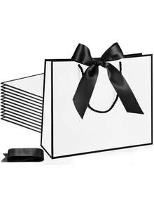 20 Kantong Kado Mini Horizontal dari Kertas Kraft dengan Pita Busur dan Pegangan, Kantong Kado Kertas Horizontal, Cocok untuk Mengucapkan Terima Kasih kepada Pengiring Pengantin di Pernikahan - warna-warni - View 6