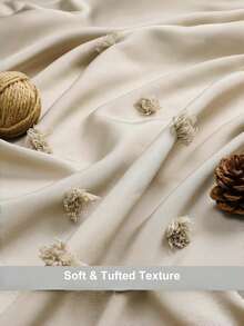 1 Piece Standard Size Waterproof Thick Polyester Tufted Hydrangea Shower Curtain Three Dimensional Cut Flower Decorative Mold Resistant Quick Dry Lightweight Solid Neutral Tone Bathroom Divider For Home Restroom Daily Bathing Space Trending - Beige - View 7