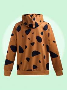 SCOOBY-DOO X SHEIN هوديي كرتوني يوحي بطبعة كلب دالماتي، للخريف، ملابس علوية بأكمام طويلة، مناسب للجنسين - بني - مشاهدة 2