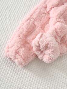 Cozy Pixies Baby Girl Cartoon Rabbit Embroidered Pattern Plush Soft Round Neck Long Sleeve Pullover Sweatshirt Elastic Waist Textured Cartoon Pattern Letter Graphic Plush Long Pants 2-Piece Set - Pink - View 4