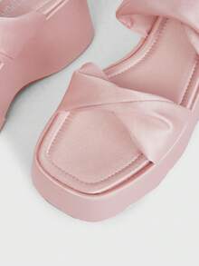 Sugerpunk Ladies, Spike Buckles, Lame-Heeled Platform Sandals. - Pink - View 3