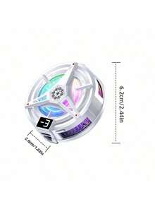1pc With Digital Display, Black Semiconductor Cooling, Ice Making, Mobile Phone Cooling Fan, Magnetic Suction, Android, Apple Phone, Tablet, Universal Fan, Gaming, Entertainment, Live Streaming Cooling Device, RGB Light Effect 5V3A Technology - Multicolor - View 4