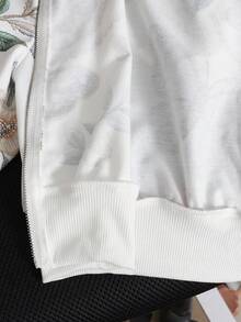SHEIN Tween女孩蝴蝶印花長袖衛衣 秋季夾克休閒百搭日常優雅款 - 白色 - 查看 7