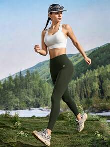 In My Nature 女款戶外運動緊身褲，適合自然徒步、露營、登山、瑜珈、皮拉提斯與休閒穿著，春夏款，高彈性親膚，附手機口袋 - 軍綠色 - 查看 3