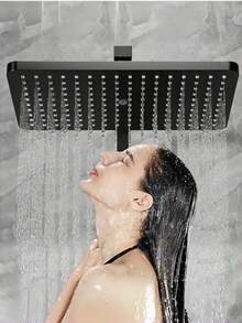1PC Large Black Shower Head High Pressure Water Saving Sprayer Overhead Bathroom Fixture Modern Rain Shower For Home Bathroom Use - black - View 2