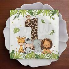 Animal Party Napkins Jungle Animals Plants Themed Birthday Napkins Kids Birthday Party Baking Wild Birthday Party Decorations - Jungle Animals - View 10