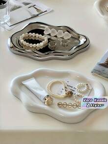 1pc Large Cloud Shaped Jewelry Tray, Necklace Earrings Watch Ring Storage Holder For Desktop Vanity - Multicolor - View 2