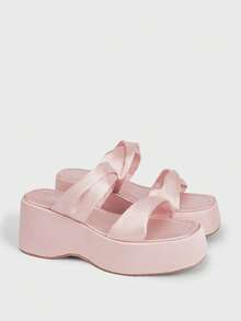 Sugerpunk Ladies, Spike Buckles, Lame-Heeled Platform Sandals. - Pink - View 10