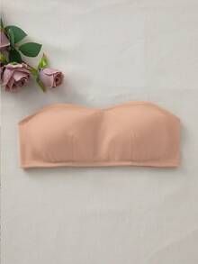 SHEIN Bralette And Wireless Bra With Padding, Straight Band - Khaki - View 7