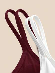 SHEIN Cheerettes 2件組女款素色休閒日常細肩帶運動內衣 - 彩色 - 查看 9