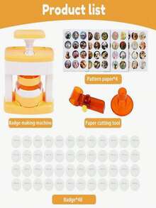 1 Set Of Portable Badge Making Machine, DIY Embossing Machine Badge Punching Tool Kit, Multi-Functional Creative Embossing Machine Badge Punching Tool Kit, Suitable For Children's Handicrafts, Ideal DIY Gift Set, Perfect For School Projects - Multicolor - View 7