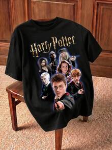 HARRY POTTER X SHEIN 男士时尚百搭圆领短袖T恤 - 白色 - 查看 1