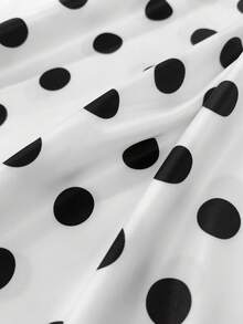 GlowEve CURVE Versatile Premium Metal Buckle Decor Plus Size Polka Dot Women's Skirt Fall - Black and White - View 3