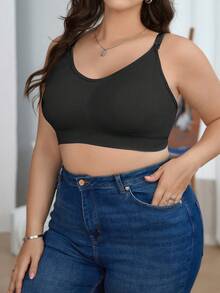 Moonlight&Mama Women's Bestselling Seamless Minimalist Solid Color Fashionable Comfortable High Cost-Performance High Quality Portable Plus Size Maternity Nursing Bra 1pc - Black - View 3