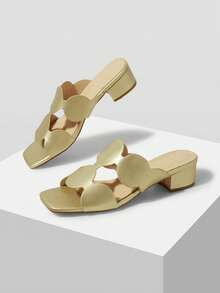 MOTF SIMPLE AND GENEROUS, FASHIONABLE AND VERSATILE, CASUAL WORKPLACE COMMUTER WOMEN'S HIGH-HEELED SANDALS - Gold - View 3