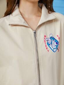 SCOOBY-DOO X SHEIN Letter And Cartoon Graphic Drop Shoulder Drawstring Hem Jacket & Skirt - Apricot - View 3