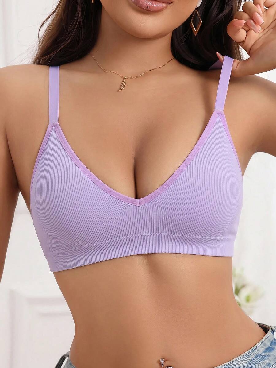 SHEIN 1件女款無縫內衣 - 淡紫色 - 查看 1