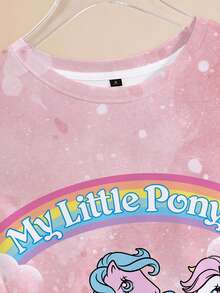 My Little Pony X SHEIN 女款夏季休閒卡通印花T恤 - 白色 - 查看 4