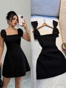 GlowEve Women's Solid Color Casual Daily Wear Summer Dress - Black - View 3