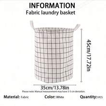 1 Pc Foldable And Portable Canvas Laundry Basket,Also Suitable For Clothes And Children Toys Storage,Household Laundry Hamper,Large Capacity Laundry Bag/Laundry Supplies With Handle - White - View 21
