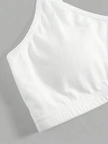 SHEIN 3pcs Tween Girls' Simple Basic V-Neck Padded & Breathable Lingerie Set White - Multicolor - View 4