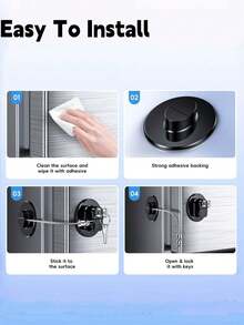 2 Packs Refrigerator Locks With Keys – Self-Adhesive Child Safety Locks For Kids, Toddlers & Adults, Suitable For Double Door French Door Fridges, Cabinets, Drawers, Ovens, Windows - Multicolor - View 4