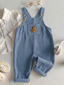 LMoss Kids Baby Boy Bear Patchwork Romper - Dusty Blue - View 2