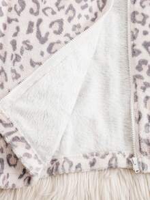 SHEIN 少女豹紋長袖拉鍊連帽外套 - 灰色 - 查看 11