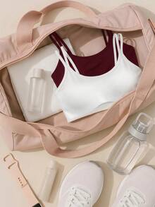 SHEIN Cheerettes 2件組女款素色休閒日常細肩帶運動內衣 - 彩色 - 查看 2