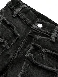 SHEIN Kids Young Boy Casual Washed Distressed Denim Jeans - Black - View 4