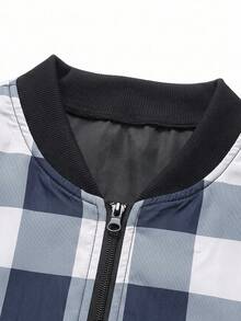 Manfinity Homme Men's Fashionable Checkerboard Print Long Sleeve Jacket With Pockets - Multicolor - View 3