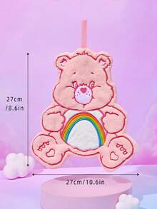 Care Bear X Joivida 1件卡通熊絨毛掛巾，柔軟吸水手巾，彩虹雲朵設計，可愛裝飾浴室、廚房、辦公室、宿舍，亦可作為週年、生日或溫馨入厝的獨特個性化禮物 - 彩色 - 查看 2