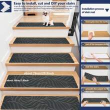 1/7/15pcs Non-Slip Stair Tread Mat With Self-Adhesive Backing Indoor Step Mat, Non Slip Stair Treads Carpet, Stairs Carpet - multicolor - View 3