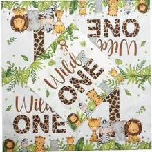 Animal Party Napkins Jungle Animals Plants Themed Birthday Napkins Kids Birthday Party Baking Wild Birthday Party Decorations - Jungle Animals - View 4