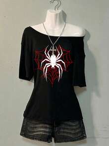 Attitoon Casual Minimalist Drop Shoulder Women's T-Shirt Suitable For Summer - Black - View 5