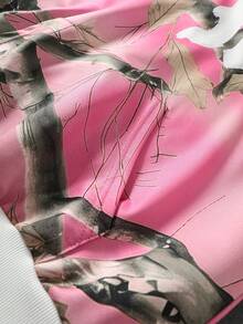 ROMWE MEN Men's Letter Print Hoodie And Drawstring Waist Long Pants Set - Pink - View 5