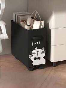 1PC Plastic Under Desk Rolling Storage Cart Multifunction Organizer Basket With Wheels Cute Cat Pattern Office Supplies For Home Workplace Back To School Supplies Mobile Desk Organizer - Multicolor - View 4