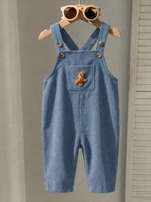 LMoss Kids Baby Boy Bear Patchwork Romper - Dusty Blue - View 8