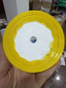 1 Rollo de Cinta de Satén de Poliéster - Caja de Regalo, Caja de Caramelos, Caja de Pastel, Cinta de Decoración de Flores Frescas (Teñida a Máquina con Ligera Diferencia de Color) - Amarillo limón - Ver 3