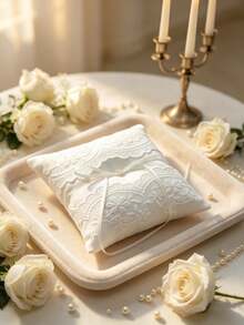 Bride Faux Pearl Bow Ring Bearer Pillow Set Suitable For Any Wedding Decoration Valentine's Day Valentines - multicolor - View 7