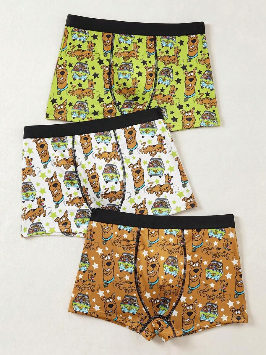 SCOOBY-DOO X SHEIN Doo Tween Boy Cartoon Print Loose Boxer Briefs - Multicolor - View 1