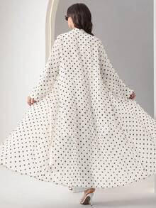 Al Najma 女款法式時尚波點印花長袖白色長袍 - 白色 - 查看 2