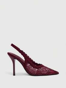 CUCCOO SZL Women's Shoes Fashion Classic Simple Buckle Commuter Office Wear Stiletto Heel High Heel Shoes Fall Shoes - Burgundy - View 3