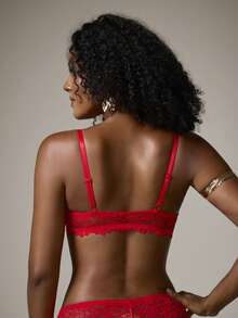 DreamPoppy Peach Girl 1 Set/2pcs Red Lace Women's Lingerie Set - Sexy Push-Up Bra And Panty, Perfect Choice For Romantic Nights - Red - View 2