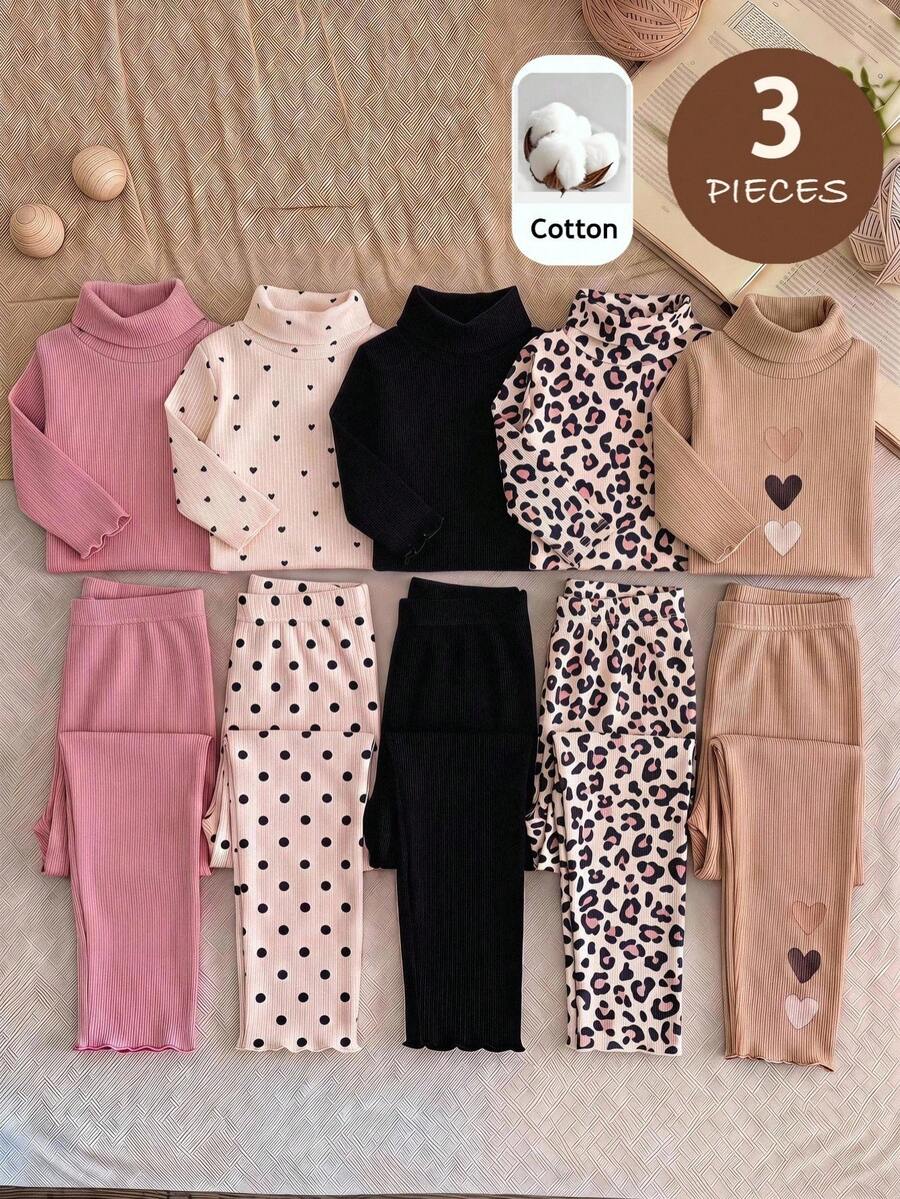SHEIN 女嬰立領休閒百搭日常外出上衣3件組 - 彩色 - 查看 1