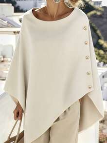 LUMIGAL Women's Loose Cape-Style Wool Blend Shawl Coat - Beige - View 1