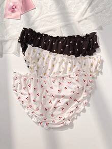 PetitDoll paquete de 3 bragas con estampado floral y ribete de volantes para mujer de talla grande - Multicolor - Ver 2